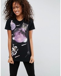 schwarzes bedrucktes T-shirt von Asos