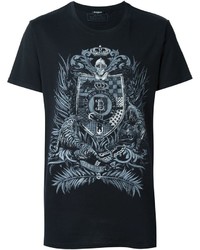 schwarzes bedrucktes T-shirt von Balmain