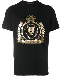 schwarzes bedrucktes T-shirt von Billionaire