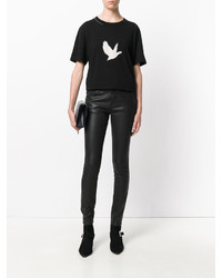 schwarzes bedrucktes T-shirt von Saint Laurent