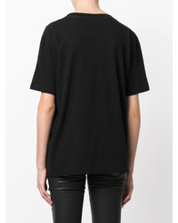 schwarzes bedrucktes T-shirt von Saint Laurent