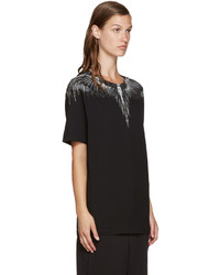 schwarzes bedrucktes T-shirt von Marcelo Burlon County of Milan