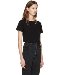 schwarzes bedrucktes T-shirt von Saint Laurent