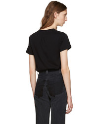 schwarzes bedrucktes T-shirt von Saint Laurent