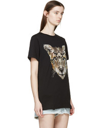 schwarzes bedrucktes T-shirt von Marcelo Burlon County of Milan