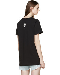 schwarzes bedrucktes T-shirt von Marcelo Burlon County of Milan