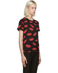 schwarzes bedrucktes T-shirt von Saint Laurent