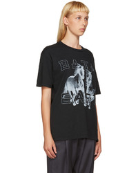 schwarzes bedrucktes T-shirt von Baja East