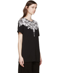 schwarzes bedrucktes T-shirt von Marcelo Burlon County of Milan