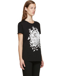 schwarzes bedrucktes T-shirt von Alexander McQueen