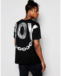 schwarzes bedrucktes T-shirt von Boy London