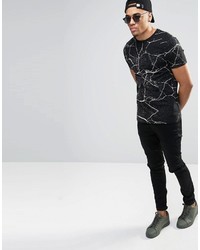 schwarzes bedrucktes T-shirt von Asos