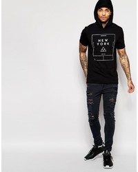 schwarzes bedrucktes T-shirt von Asos