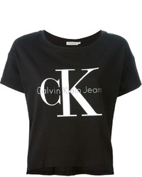 schwarzes bedrucktes T-shirt von Calvin Klein Jeans