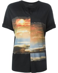 schwarzes bedrucktes T-shirt von Cédric Charlier