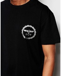 schwarzes bedrucktes T-shirt von Boy London