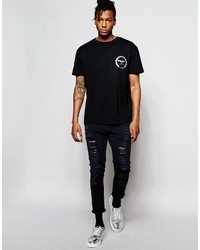 schwarzes bedrucktes T-shirt von Boy London