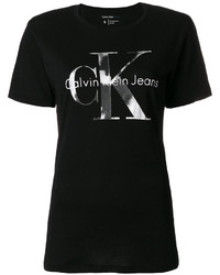 schwarzes bedrucktes T-shirt von CK Calvin Klein