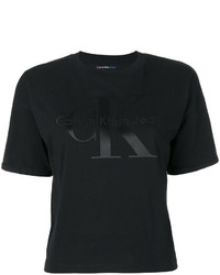 schwarzes bedrucktes T-shirt von CK Calvin Klein