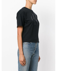 schwarzes bedrucktes T-shirt von CK Calvin Klein