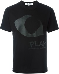 schwarzes bedrucktes T-shirt von Comme des Garcons