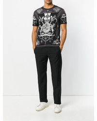 schwarzes bedrucktes T-shirt von Dolce & Gabbana