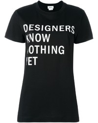 schwarzes bedrucktes T-shirt von DKNY