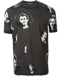 schwarzes bedrucktes T-shirt von Dolce & Gabbana