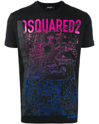 schwarzes bedrucktes T-shirt von DSQUARED2