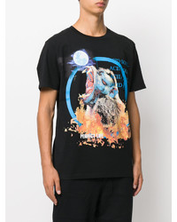 schwarzes bedrucktes T-shirt von Marcelo Burlon County of Milan