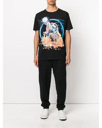 schwarzes bedrucktes T-shirt von Marcelo Burlon County of Milan