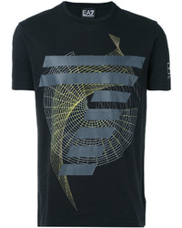 schwarzes bedrucktes T-shirt von Emporio Armani