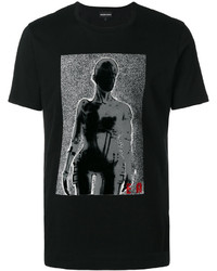 schwarzes bedrucktes T-shirt von Emporio Armani