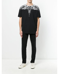 schwarzes bedrucktes T-shirt von Marcelo Burlon County of Milan