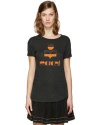 schwarzes bedrucktes T-shirt von Etoile Isabel Marant