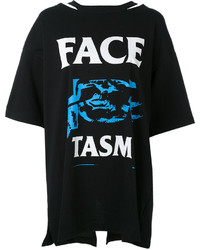 schwarzes bedrucktes T-shirt von Facetasm