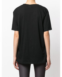 schwarzes bedrucktes T-shirt von Marcelo Burlon County of Milan