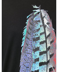 schwarzes bedrucktes T-shirt von Marcelo Burlon County of Milan