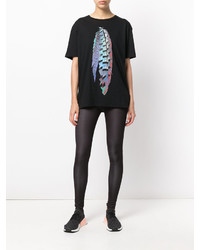 schwarzes bedrucktes T-shirt von Marcelo Burlon County of Milan