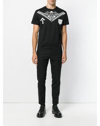 schwarzes bedrucktes T-shirt von Les Hommes