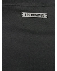 schwarzes bedrucktes T-shirt von Les Hommes