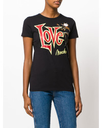 schwarzes bedrucktes T-shirt von Love Moschino