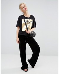 schwarzes bedrucktes T-shirt von Juicy Couture