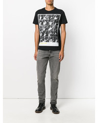 schwarzes bedrucktes T-shirt von Diesel