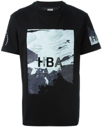 schwarzes bedrucktes T-shirt von Hood by Air