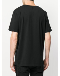 schwarzes bedrucktes T-shirt von Marcelo Burlon County of Milan