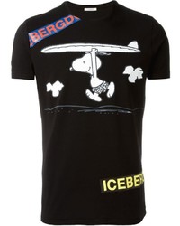 schwarzes bedrucktes T-shirt von Iceberg