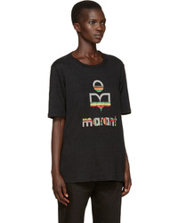 schwarzes bedrucktes T-shirt von Etoile Isabel Marant