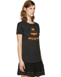 schwarzes bedrucktes T-shirt von Etoile Isabel Marant