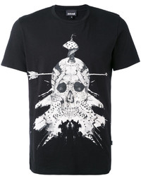 schwarzes bedrucktes T-shirt von Just Cavalli